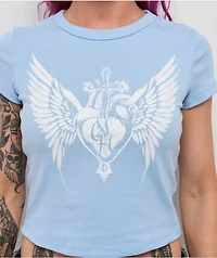 Ninth Hall Cross My Heart Blue Crop T-Shirt