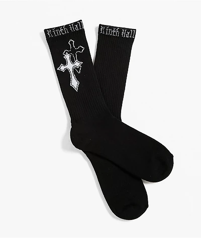 Ninth Hall Crosses Black Crew Socks