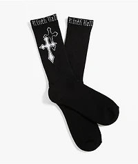 Ninth Hall Crosses Black Crew Socks