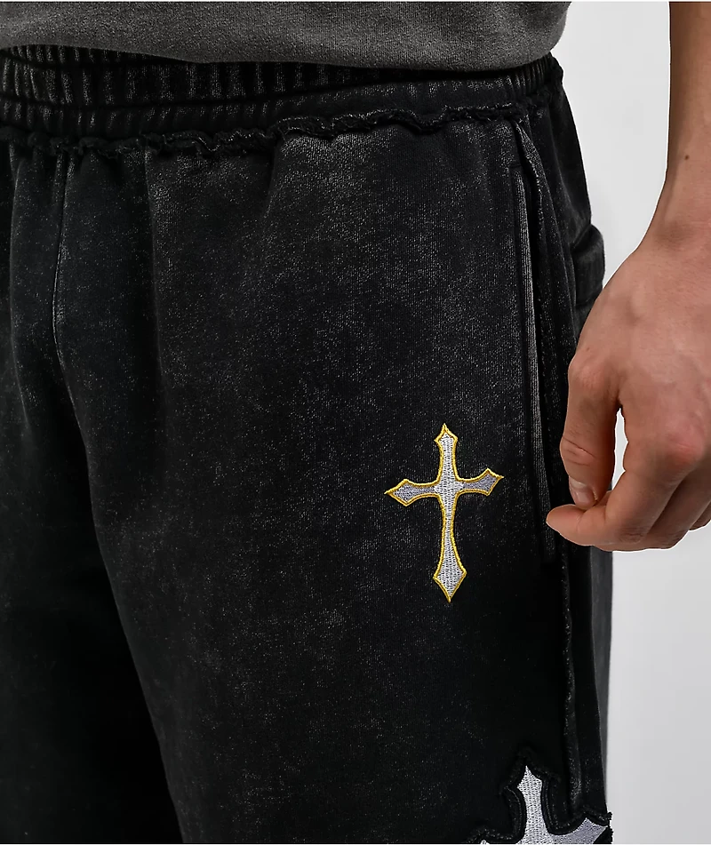 Ninth Hall Crosses Black Wash Baggy Sweatpants