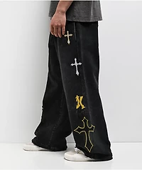 Ninth Hall Crosses Black Wash Baggy Sweatpants