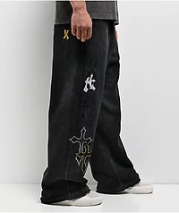 Ninth Hall Crosses Black Wash Baggy Sweatpants