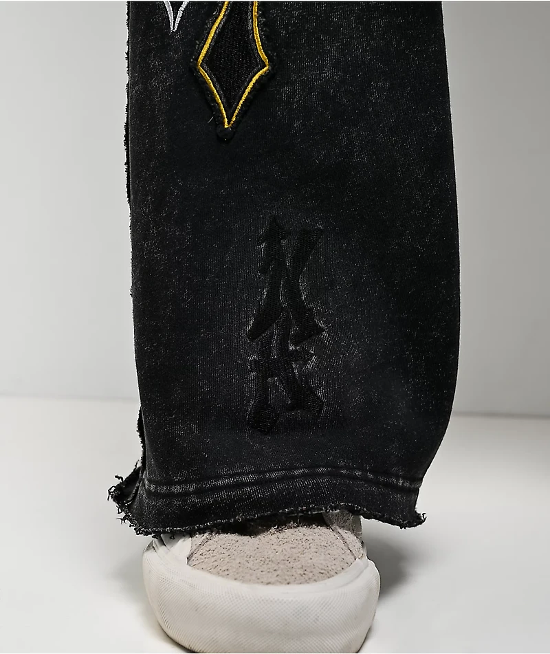 Ninth Hall Crosses Black Wash Baggy Sweatpants