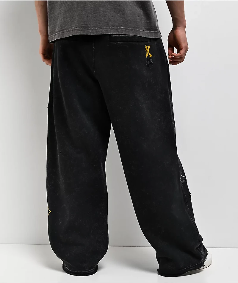 Ninth Hall Crosses Black Wash Baggy Sweatpants