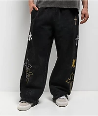 Ninth Hall Crosses Black Wash Baggy Sweatpants
