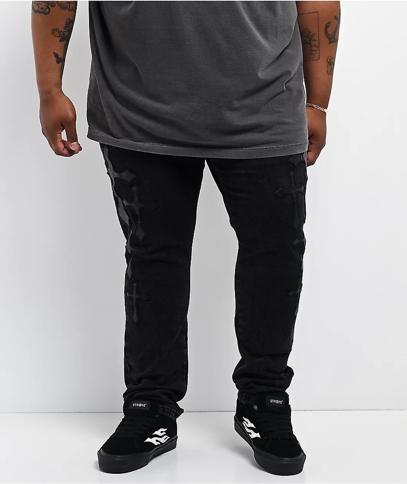 Ninth Hall Crosses Black Wash Skinny Jeans
