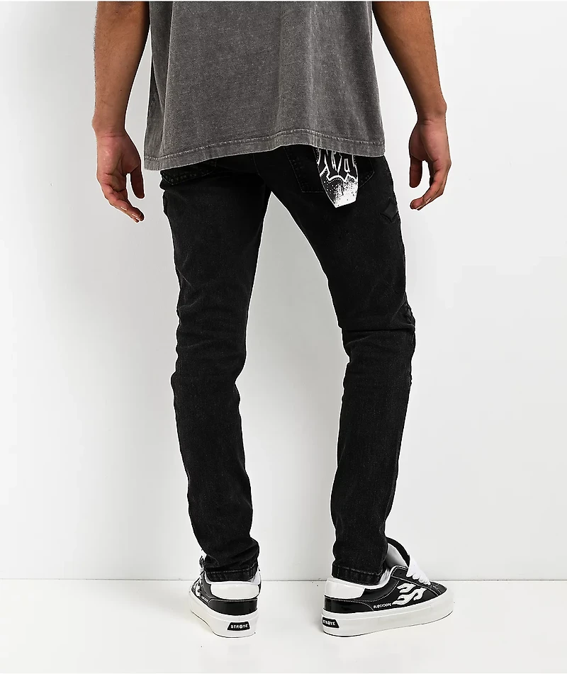 Ninth Hall Crosses Black Wash Skinny Jeans