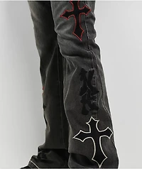 Ninth Hall Crosses Grey Wash Stacked Flare Jeans
