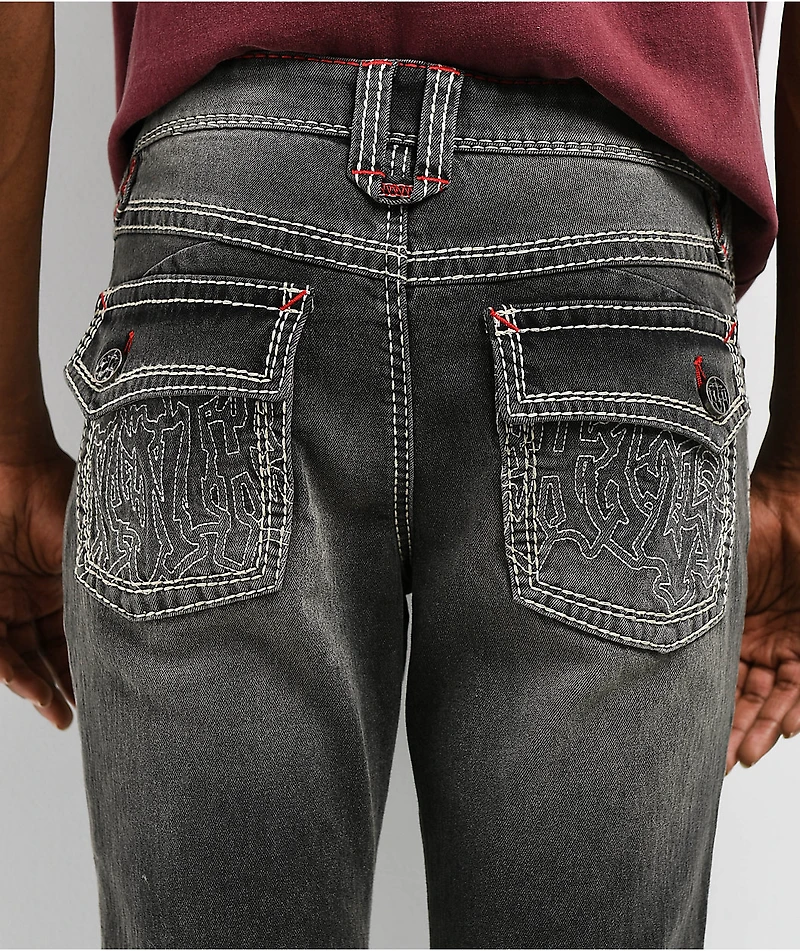 Ninth Hall Crosses Grey Wash Stacked Flare Jeans