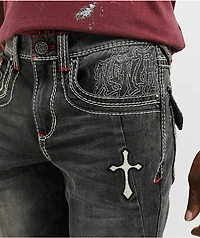 Ninth Hall Crosses Grey Wash Stacked Flare Jeans