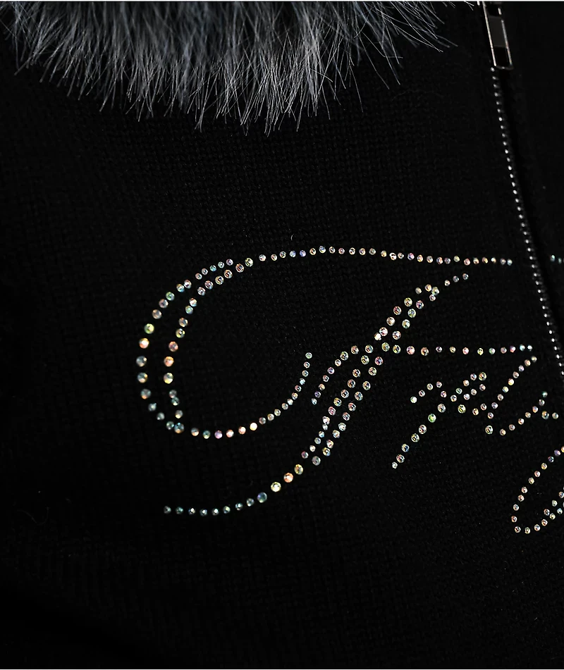 Ninth Hall Crystal Black Zip Sweater