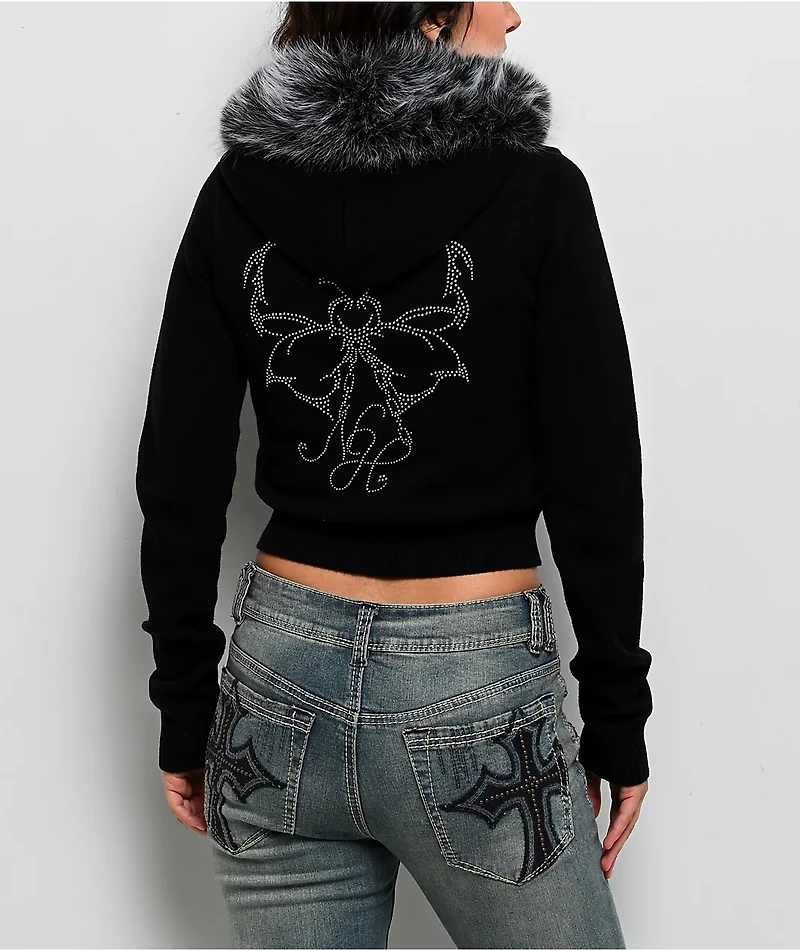 Ninth Hall Crystal Black Zip Sweater