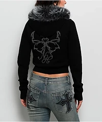 Ninth Hall Crystal Black Zip Sweater