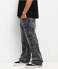 Ninth Hall Defender Crosses Grey Fade Flare Jeans