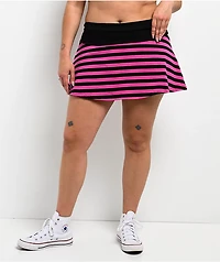 Ninth Hall Delilah Pink & Black Stripe Fold Over Skirt