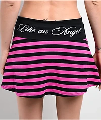 Ninth Hall Delilah Pink & Black Stripe Fold Over Skirt