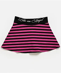 Ninth Hall Delilah Pink & Black Stripe Fold Over Skirt