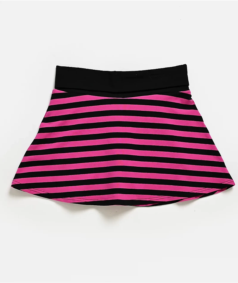 Ninth Hall Delilah Pink & Black Stripe Fold Over Skirt