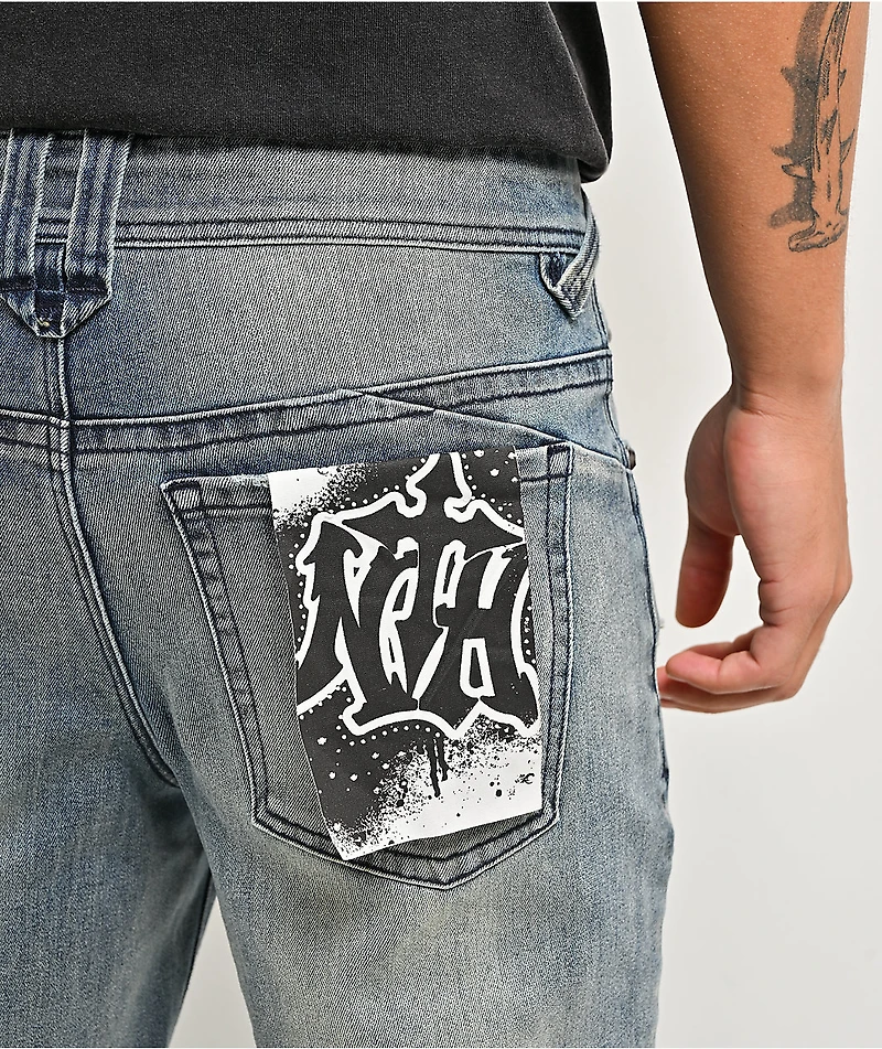 Ninth Hall Destroy Blue Wash Skinny Jeans