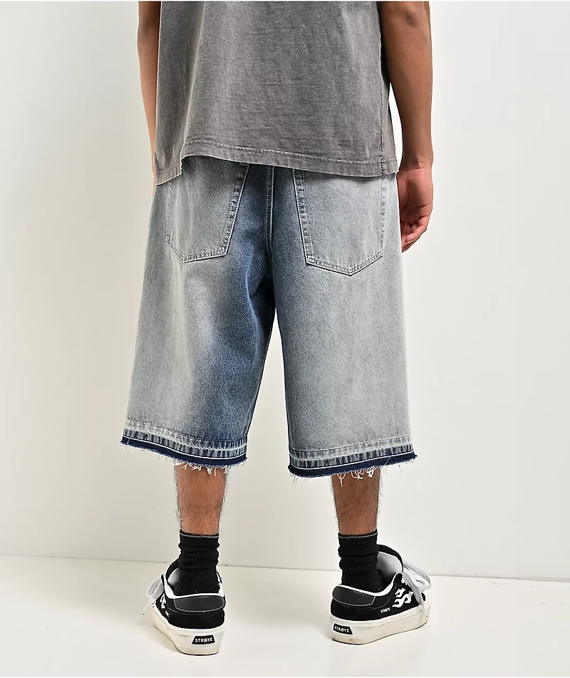 Ninth Hall Detain Light Blue Wash Ultra Loose Fit Shorts