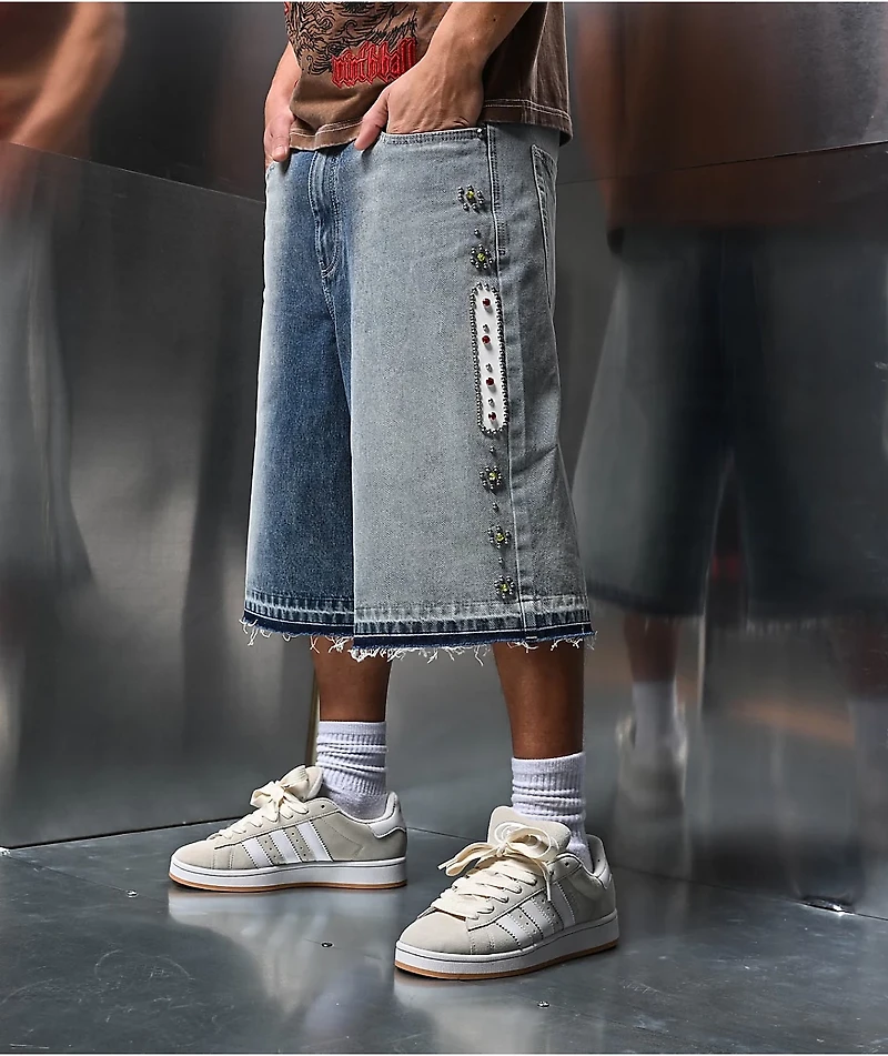 Ninth Hall Detain Light Blue Wash Ultra Loose Shorts