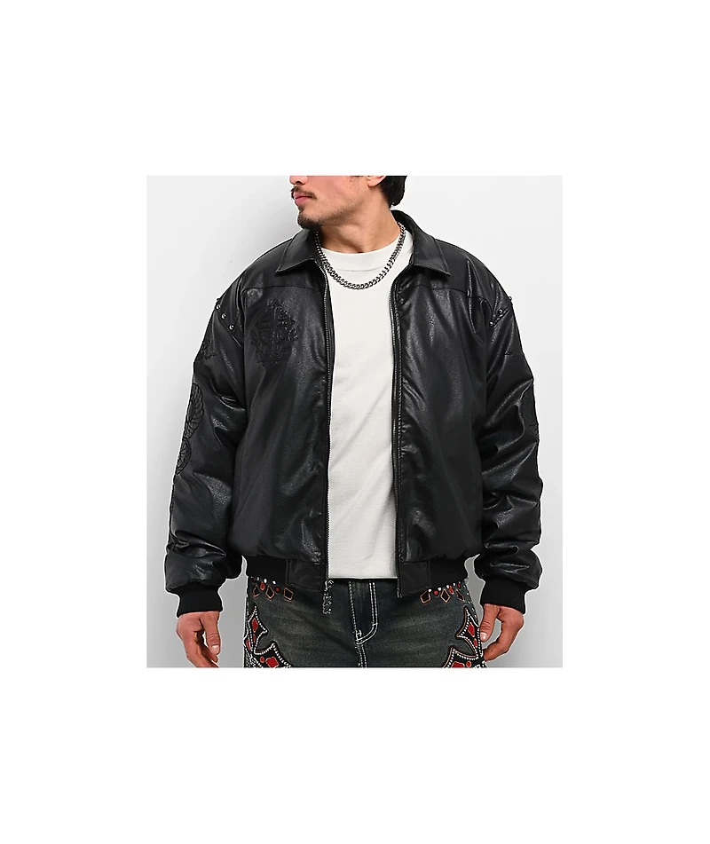 Ninth Hall Dismantle Studded Black Bomber Jacket