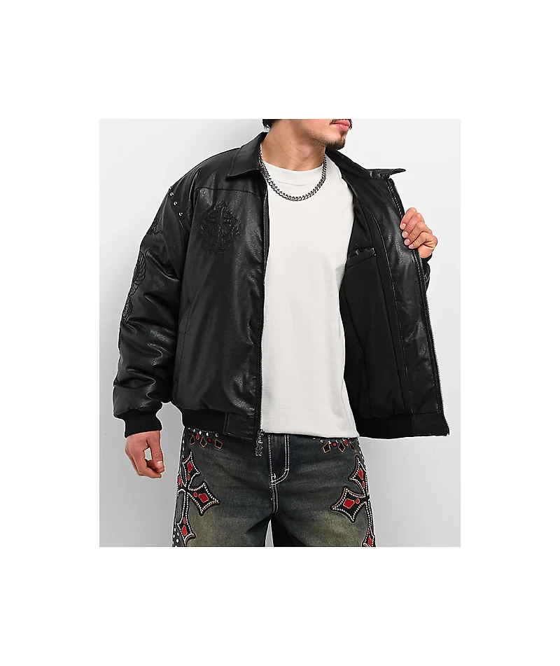 Ninth Hall Dismantle Studded Black Bomber Jacket