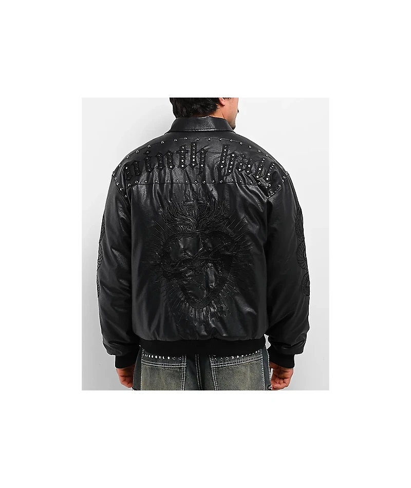 Ninth Hall Dismantle Studded Black Bomber Jacket