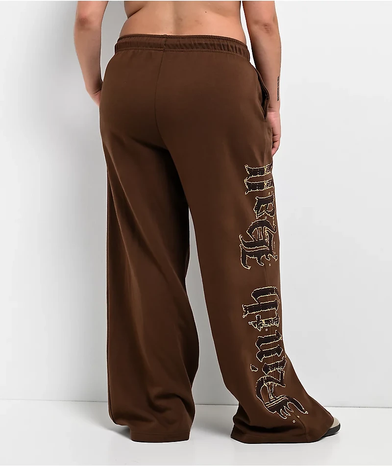 Ninth Hall Divine Conflict Brown Wide Leg Sweatpants