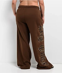 Ninth Hall Divine Conflict Brown Wide Leg Sweatpants