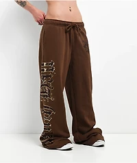 Ninth Hall Divine Conflict Brown Wide Leg Sweatpants