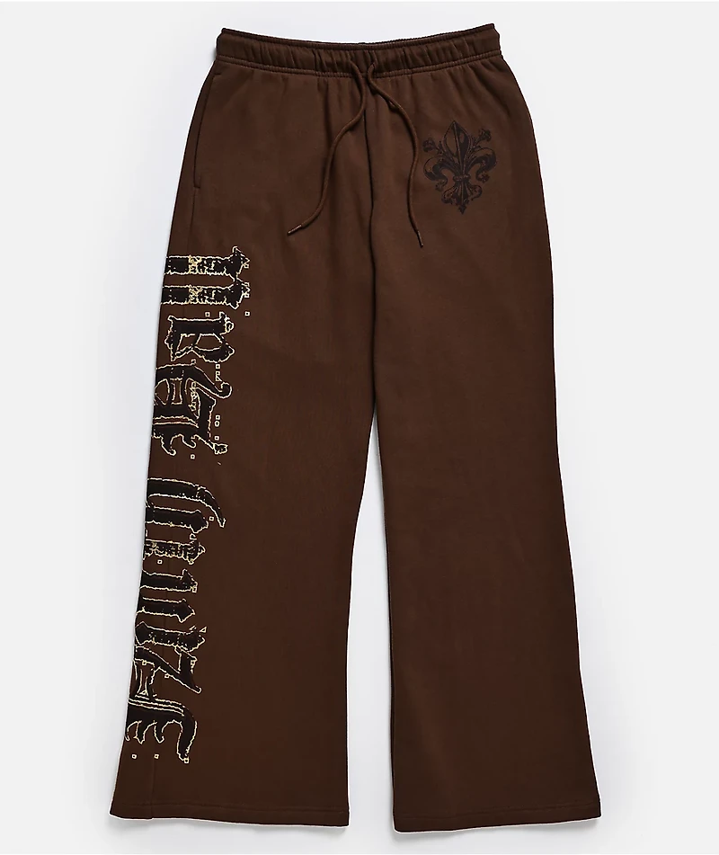 Ninth Hall Divine Conflict Brown Wide Leg Sweatpants