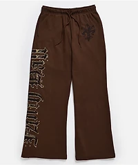 Ninth Hall Divine Conflict Brown Wide Leg Sweatpants