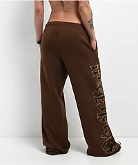 Ninth Hall Divine Conflict Brown Wide Leg Sweatpants