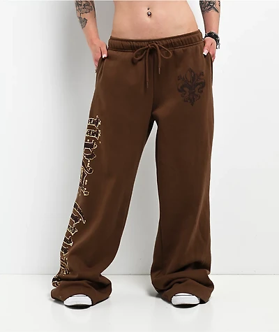 Ninth Hall Divine Conflict Brown Wide Leg Sweatpants