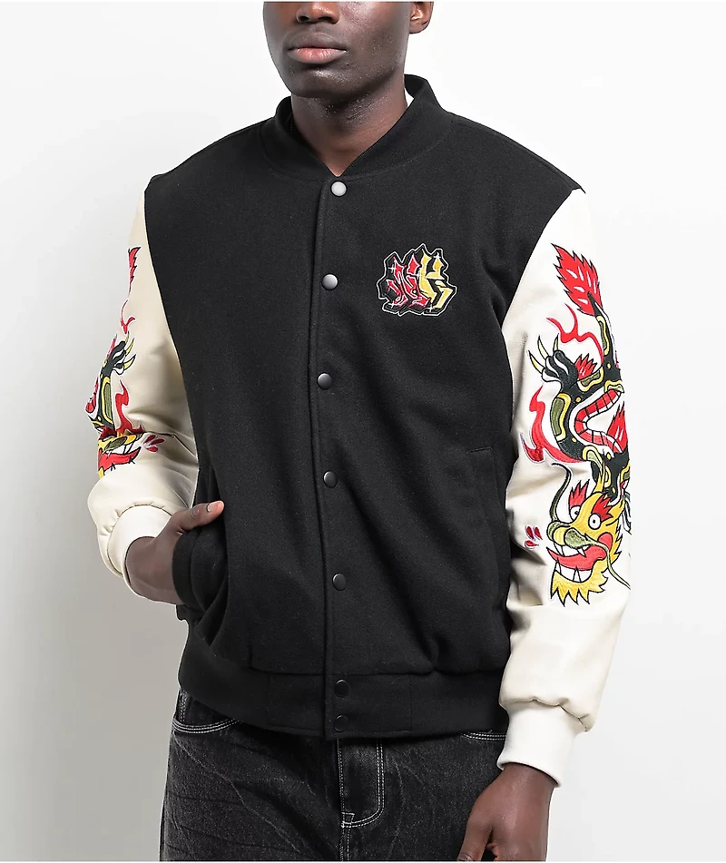 Ninth Hall Dragon Black & Cream Varsity Jacket
