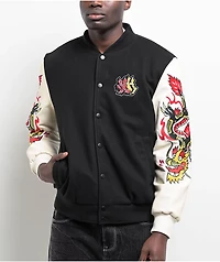 Ninth Hall Dragon Black & Cream Varsity Jacket