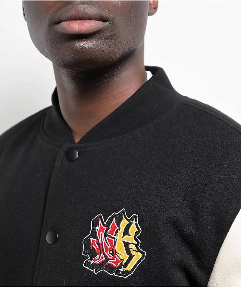 Ninth Hall Dragon Black & Cream Varsity Jacket