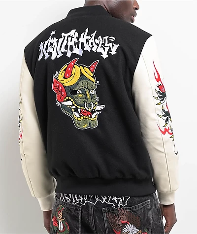 Ninth Hall Dragon Black & Cream Varsity Jacket
