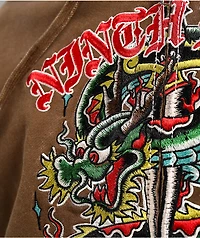 Ninth Hall Dragon Fire Brown Wash Zip Hoodie