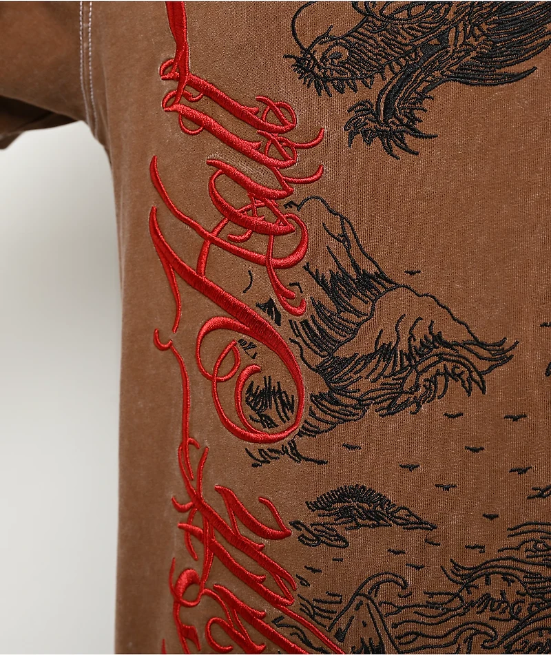 Ninth Hall Dragon Mountain Brown Wash T-Shirt