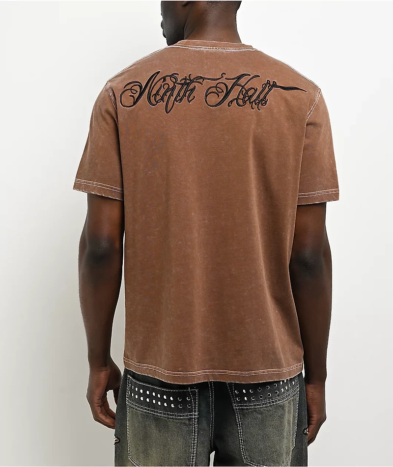 Ninth Hall Dragon Mountain Brown Wash T-Shirt