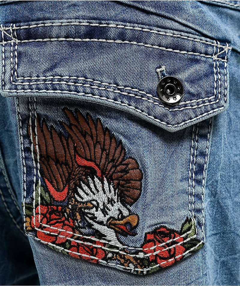 Ninth Hall Eagle Signal Fracture Stacked Flare Jeans