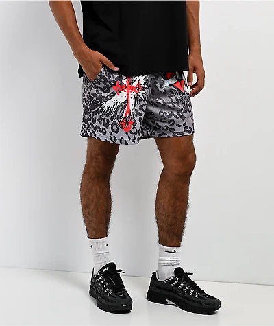Ninth Hall Fade Leopard Grey Mesh Shorts