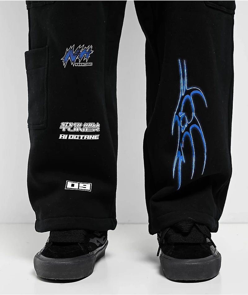Ninth Hall Fast Lane Black Baggy Cargo Sweatpants