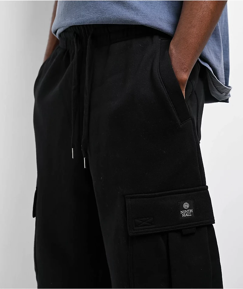 Ninth Hall Fast Lane Black Baggy Cargo Sweatpants