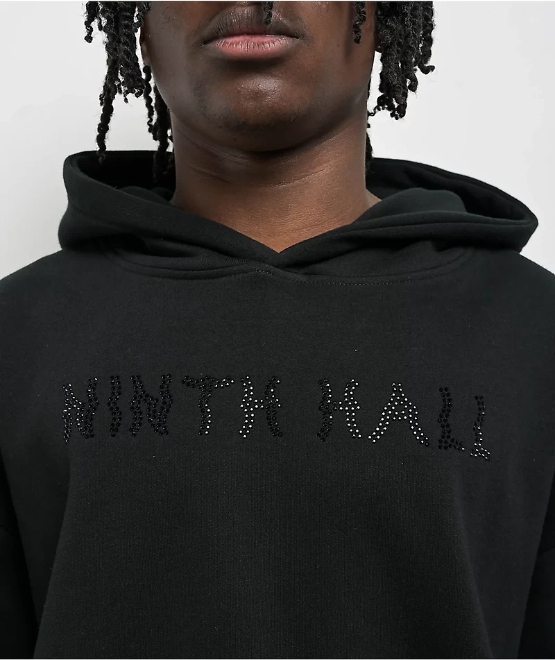 Ninth Hall Faux Rhinestones Black Hoodie