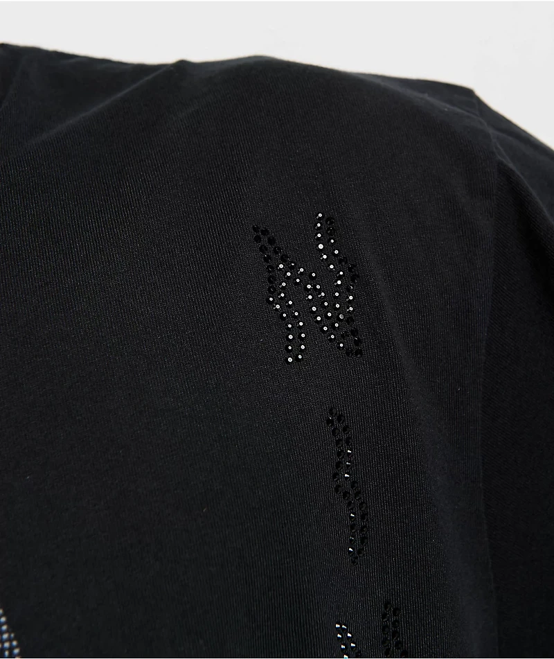 Ninth Hall Faux Rhinestones Black Long Sleeve T-Shirt