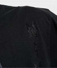 Ninth Hall Faux Rhinestones Black Long Sleeve T-Shirt