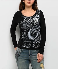 Ninth Hall Fawn Dragon Black Long Sleeve T-Shirt